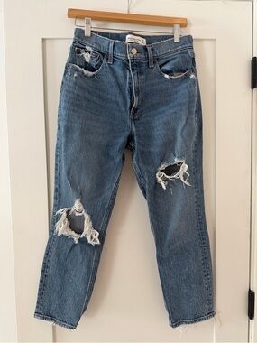 abercrombie & fitch high rise mom jean denim jeans size 27/4 short
